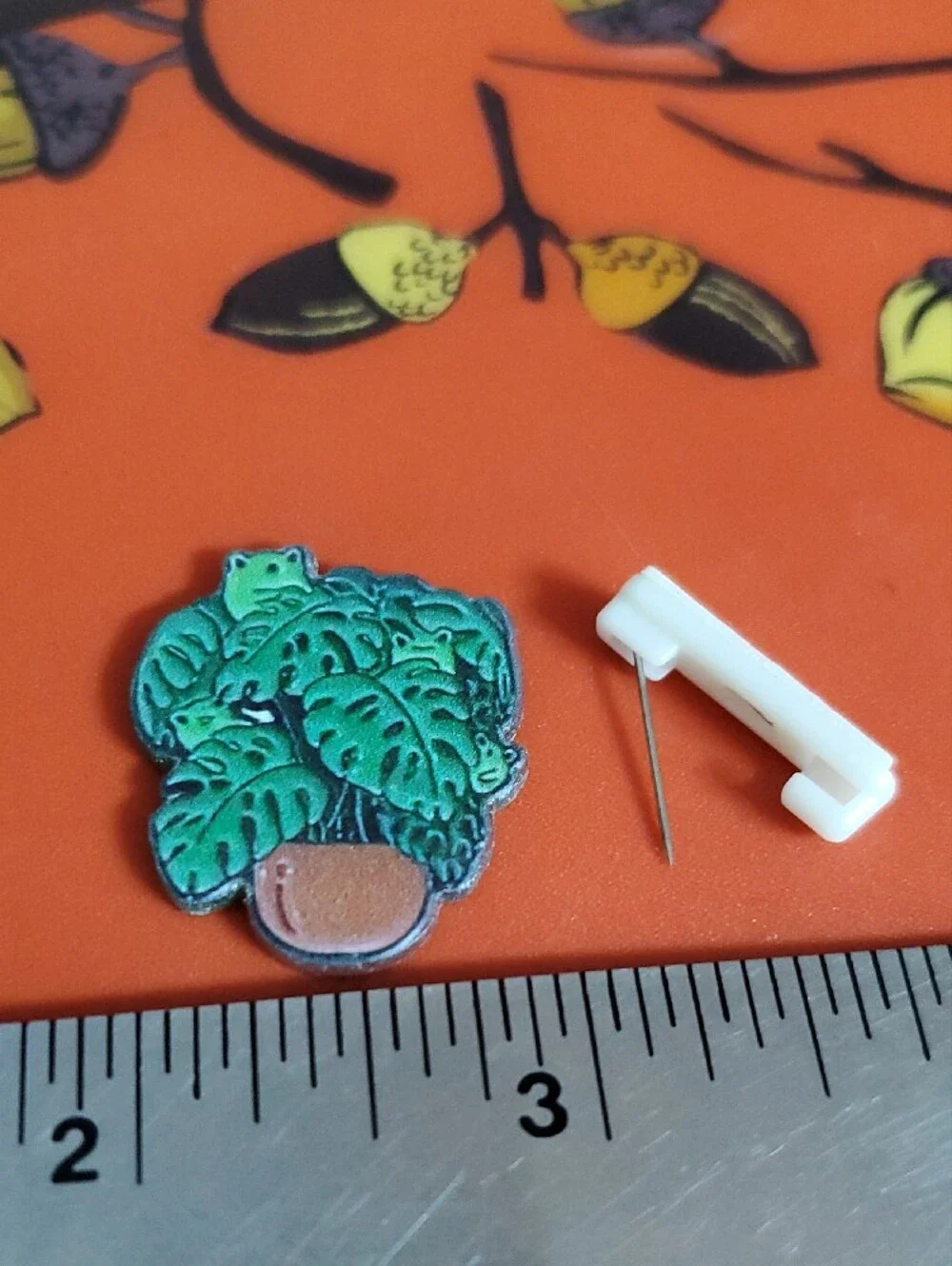 Green Potted Plant Reptile Acrylic Pin - Unbranded